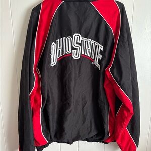 Black and Red Windbreaker with Athletic Design